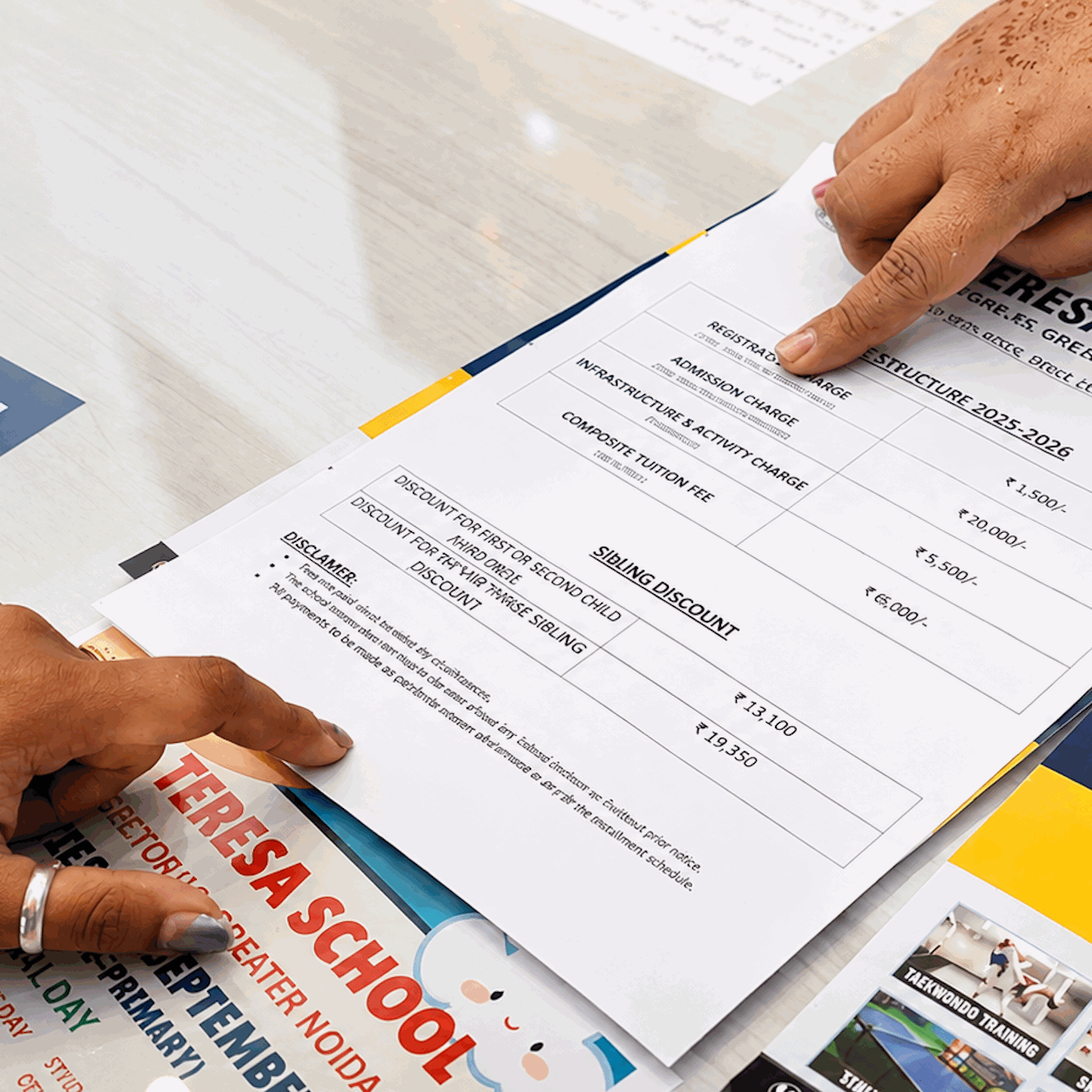 Documents required for admission to St. Teresa School